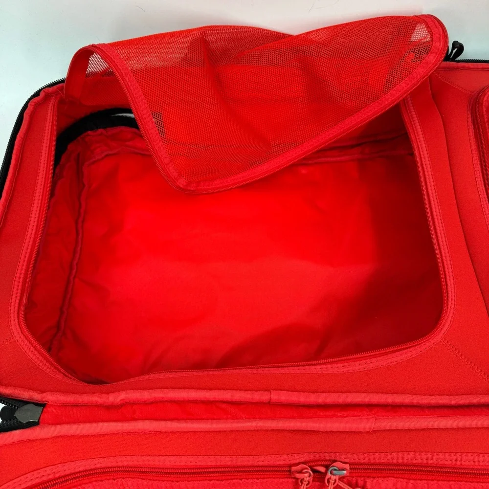 Nike Rolling Suitcase Luggage Large Black Red Geometric Diamond Pattern